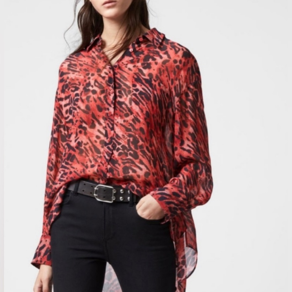 ALLSAINTS Women’s Longsleeve Animal Print Blouse - Size Small
NWOT